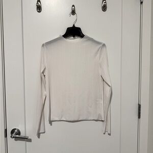 SHEIN Striped Mock Neck Blouse | White